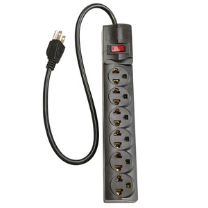 6-Outlet Power Strip bảo vệ tăng 300 Joules thiết lập lại chuyển đổi ABS 10A 5M Đen thiết bị nhà ngang ổ cắm cho Peru - Product Image 1