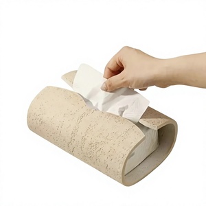 Boîte à mouchoirs moderne en résine, porte-serviettes décoratif, distributeur de papier, organisateur de table incurvé pour la maison et les restaurants - Product Image 4