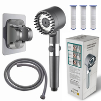 Pommeaux de douche à main détachables économiseurs d'eau ronds, haute pression avec support de tuyau de remplacement, kit de 3 filtres en coton