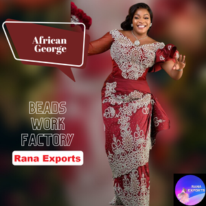 Tissu brodé couture artisanat bricolage à la main somali george emballage pour les femmes vêtements de mariage robe tissu à vendre - Product Image 6