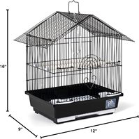 Cage à oiseaux de petite taille avec poignée, en métal et plastique, transporteur polyvalent pour la maison et les voyages, rangement facile, noir