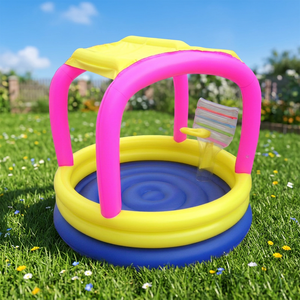Piscine gonflable multifonctionnelle pour enfants avec parasol et panier de basket pour l'été - Product Image 3
