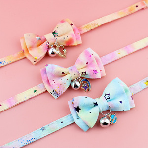 Collari per Gatti Stile Principessa all'Ingrosso, Collari per Animali Domestici con Fiocco Stampa Graffiti Luna e Stelle Colorate Stile Ombre - Product Image 2