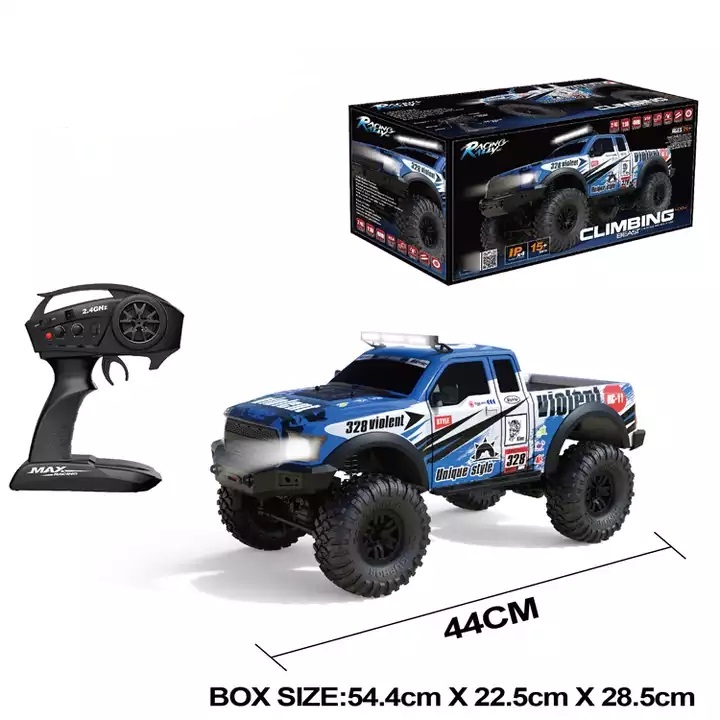Mini Camión Monstruo RC A Escala 1:64 Con Luces Y Control De Velocidad – Aleación Resistente, Batería USB-C Y Mando 2.4GHz