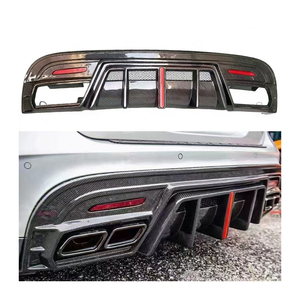 Diffusore Posteriore in Fibra di Carbonio con Luci LED per <span class=keywords><strong>Mercedes</strong></span>-Benz GLA-Class GLA45 X156 2016-2019, Splitter <span class=keywords><strong>Spoiler</strong></span> per Paraurti Posteriore - Product Image 1