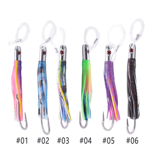 Leurres de pêche à la traîne en eau salée pré-montés de 5 pouces avec hameçon, tête en laiton chromé Bullet Jet, jupe de calamar Octopus, appât pour thon et marlin - Product Image 5