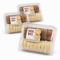 Étiquette personnalisée en vinyle imperméable pour boulangerie, autocollant alimentaire adhésif permanent pour boîte à gâteau roulé (type clamshell)