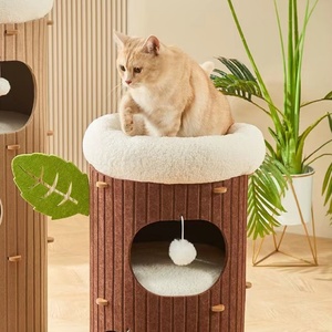 Maison d'arbre à chat multicouche moderne et chaud Planche à gratter pour chat à motif solide Trou intégré pour nid d'escalade pour chat de bureau à domicile - Product Image 5