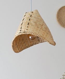 Handmade Woven <b>Bamboo</b> Pendant <b>Light</b> Rustic Cone Lamp <b>Shade</b> Natural Rattan Hanging Lamp Eco Friendly Home Decor - Product Image 5