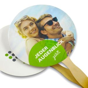 Abanicos de mano de papel con mango de madera redondo personalizados para publicidad - Product Image 5