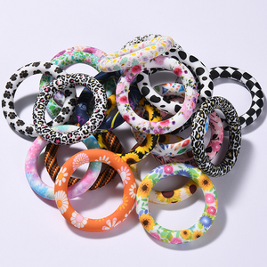 Tendencia de grado alimenticio 65mm impreso anillo de dentición de silicona bebé mordedor collar chupete Diy bebé masticar juguete de silicona mordedor juguete - Product Image 1