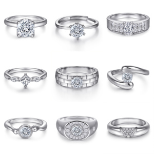 Anillo de Compromiso y Boda para Mujer, Personalizado, Chapado en Rodio, Plata de Ley 925, con Circonitas, Estilo Hip Hop, Engaste Pavé, Certificado CMA - Product Image 1