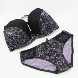 Ensemble soutien-gorge et culotte imprimé le plus vendu, lingerie en dentelle, <span class=keywords><strong>sous</strong></span>-vêtements féminins, soutien-gorge et culotte chics, grande taille - Product Image 6