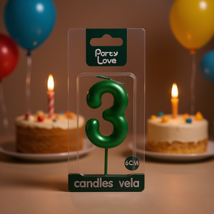 Candela Verde Numero 3 Party Love 6cm per Decorazione Torta di Compleanno - Product Image 3