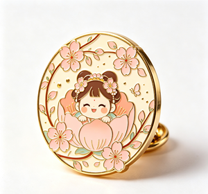 เข็มกลัดโลหะเคลือบเงา ลายดอกซากุระ การ์ตูนสาวน้อยสีชมพู ของขวัญตกแต่ง - Product Image 4