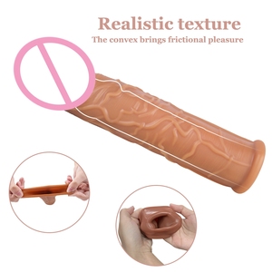 Cock Realistic Penis Sleeve Extender Wieder verwendbare Dildos Kondom Ejakulation Verzögerung Dick Vergrößerung Adult Goods Sexspielzeug für Männer - Product Image 3