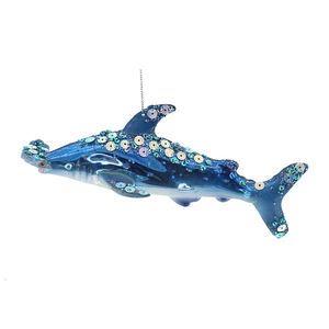Sea Overlord Shark Shell <span class=keywords><strong>Crystal</strong></span> Adorno Colgante Hecho a mano Decoración de vidrio Fiestas Hecho a mano Decoraciones de Navidad Profundo - Product Image 2