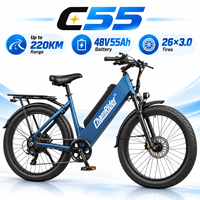 Vélo électrique de livraison Chamrider Cargo 48V 55Ah 26x3.0 Pneus larges 80Nm Couple élevé Frein à disque hydraulique Vélo électrique à cadre basse C 55