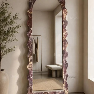 Miroir <span class=keywords><strong>de</strong></span> sol <span class=keywords><strong>en</strong></span> marbre à bords ondulés <span class=keywords><strong>de</strong></span> style nordique <span class=keywords><strong>en</strong></span> <span class=keywords><strong>pierre</strong></span> naturelle, marbre rouge Rosso Alicante, cadre <span class=keywords><strong>de</strong></span> miroir <span class=keywords><strong>en</strong></span> <span class=keywords><strong>pierre</strong></span> naturelle - Product Image 4