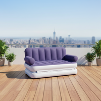 Fauteuil Gonflable Portable Moderne en PVC 2-en-1, Ensemble Canapé et Fauteuil d'Extérieur, Un Siège pour Maison, Jardin, Parc, Hôtel, Cuisine