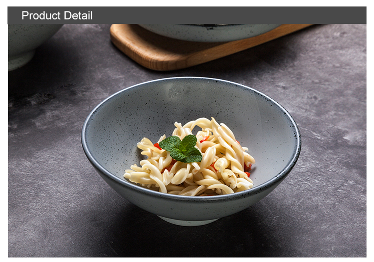 Deep Dishes Porcelain Soup Noodle Salad  Ceramic Reactive Grey Bowl