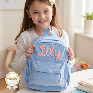 Mochila Mini de Pana con Nombre Personalizado en Crochet, Diseño Floral Arcoíris, <span class=keywords><strong>para</strong></span> Niñas Preescolares, Regalo de Regreso a Clases - Product Image 5