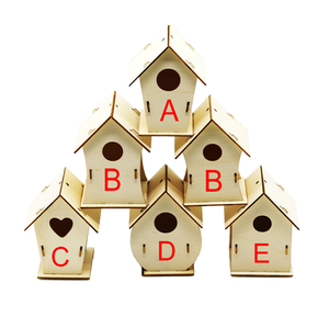 Wooden Folk Art Birdhouse <b>DIY</b> <b>Kit</b> for Kids-Paintable Unfinished Wood with Paintbrushes - Product Image 1