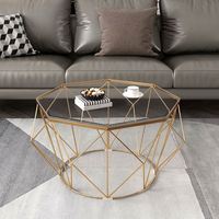 Table basse ronde minimaliste en verre trempé avec support métallique élancé, style nordique en fer forgé, pour salon familial