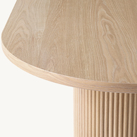 Table à manger en chêne de style mi-siècle Dream Home, base à pilier cannelé vertical, plateau ovale minimaliste, table à manger rustique de grande taille