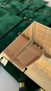 Verdure or initiales invitation de mariage enveloppe de velours de luxe carré or miroir acrylique <span class=keywords><strong>carte</strong></span> d'invitations avec glands - Product Image 2