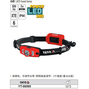 Linterna frontal LED Yato recargable de 2000 mAh con ángulo ajustable para uso en exteriores - Product Image 2