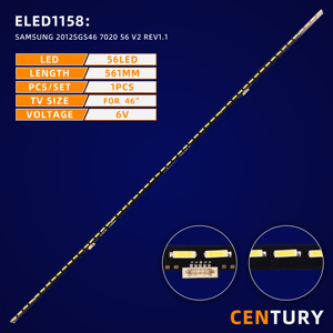 Tiras de Retroiluminación LED CENTURY 2012SGS46 7020 56 V2 REV1.1 para TV Samsung de 46 Pulgadas UAUE46B7100WW, Cuerpo de Lámpara de Aluminio - Product Image 2