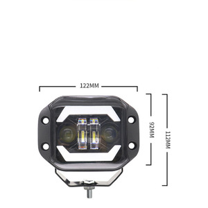 ไฟทำงาน LED สี่เหลี่ยมขนาด 4 นิ้ว พร้อมไฟวงแหวน สำหรับรถออฟโรด ใช้กับกันชนหน้ารถจี๊ปแรงเลอร์  ไฟตัดหมอก  วัสดุอลูมิเนียมอัลลอยด์ ความสว่าง 120lm/w - Product Image 3