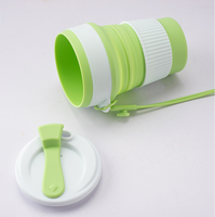 Bouteille d'eau pliable en silicone réutilisable, capacité de 350 ml, bouchon à ouverture par pression, résistante aux hautes températures, portable pour les sports de plein air