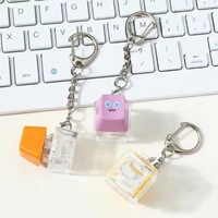 Breloque porte-bonheur amusante en forme de bouton de clavier, anti-stress, en plastique léger, imprimée UV, motif dessin animé créatif, avec mousqueton