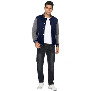 <b>Men's</b> Slim Fit Reversible Stand Varsity Baseball Jacket <b>Long</b> Sleeve Vintage Casual Letterman <b>Coat</b> Winter Season Plus Size - Product Image 1