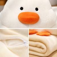 Bantal Boneka Bebek Putih 2 in 1 Custom dengan Selimut Lembut Kawaii, Set Selimut Flanel untuk Perjalanan, Rumah, dan Kantor