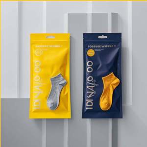 Emballage de sac à fermeture éclair personnalisé emballage en plastique à fermeture à glissière à 3 côtés pour chaussettes emballage de sous-vêtements en tissu - Product Image 2