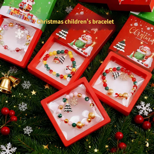 Lot de bijoux fantaisie pour enfants : <span class=keywords><strong>Bracelet</strong></span> perlé de Noël, boîte cadeau, ensemble de bijoux pour fête de Noël, jouet, bague, élastique à cheveux, pince d'oreille pour filles - Product Image 2