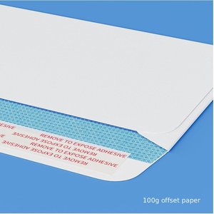 Enveloppes blanches à fermeture adhésive avec bande autocollante bleue pour invitations de mariage - Product Image 2
