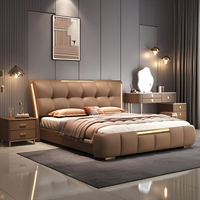 Ensemble matelas et cadre de lit double king-size moderne de luxe en cuir, réglable, inclinable, écologique, durable et confortable, avec matelas épaissi