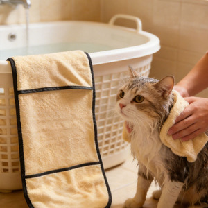 <span class=keywords><strong>Serviette</strong></span> de bain pour chien et chat en microfibre super absorbante, de couleur unie, douce, de haute qualité, personnalisable en gros - Product Image 5