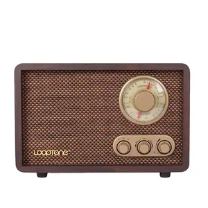 木制收音机老式家用收音机复古经典台式AM/FM台式收音机BT播放器HiFi立体声内置扬声器高音低音