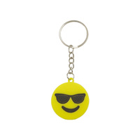 Porte-clés Emoji en PVC souple, pendentif visage de dessin animé pour sacs et clés de voiture, cadeau de fête, vente en gros