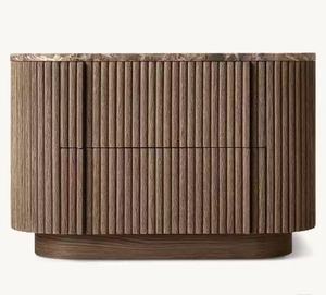 Nueva Mesita de Noche de Madera Maciza Estilo Europeo y Americano, Mesita de Noche Cerrada de Roble y Mármol 288, Diseño Moderno y Contemporáneo - Product Image 3