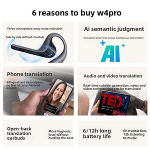 Auriculares de Interpretación Simultánea Time Space Pot W4pro, Traducción Inteligente con IA, Traducción Sin Conexión para Reuniones de Negocios en el Extranjero - Product Image 5