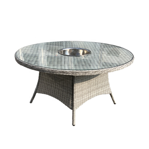 Meubles <span class=keywords><strong>de</strong></span> jardin extérieur 7 pièces, <span class=keywords><strong>Table</strong></span> ronde <span class=keywords><strong>en</strong></span> <span class=keywords><strong>rotin</strong></span>, ensemble à manger pour la maison - Product Image 5