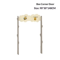 Ensemble de meubles en bois pour maternelle, motif abeille de dessin animé, avec table et chaise pour enfants et cloison de séparation