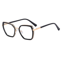 Montures de lunettes Doisyer Fashion Polygon bicolores pour femmes, verres transparents anti-lumière bleue, monture optique en TR90 et métal pour hommes