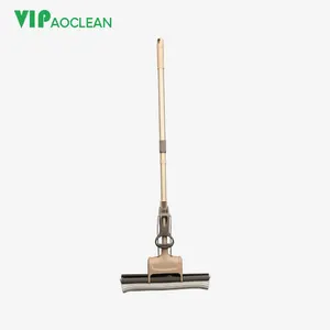 VIPaoclean ممسحة اسفنجية ذات يد طويلة من مادة البولي فينيل الفينيل قابلة للضغط بالمياه لتنظيف الأرضيات